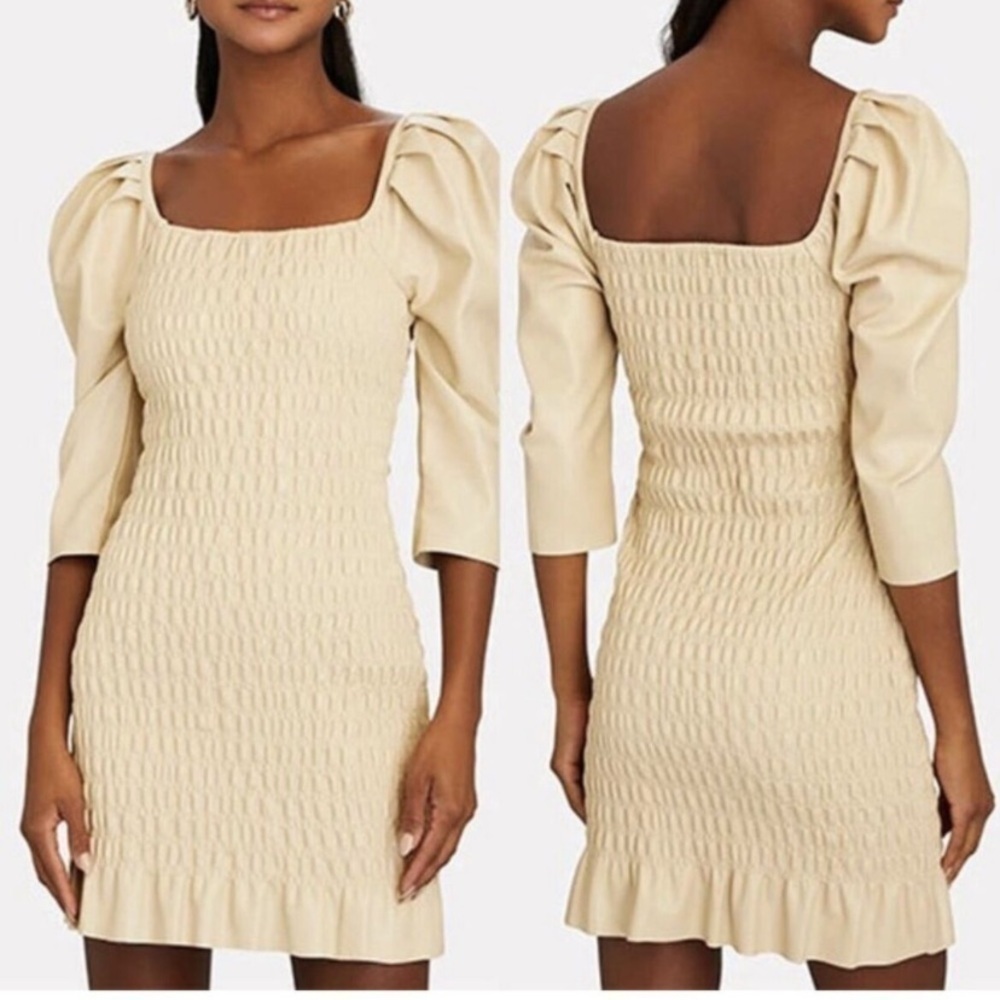 NWT Saylor Justina Smocked Vegan Leather Dress - Picture 4 of 10